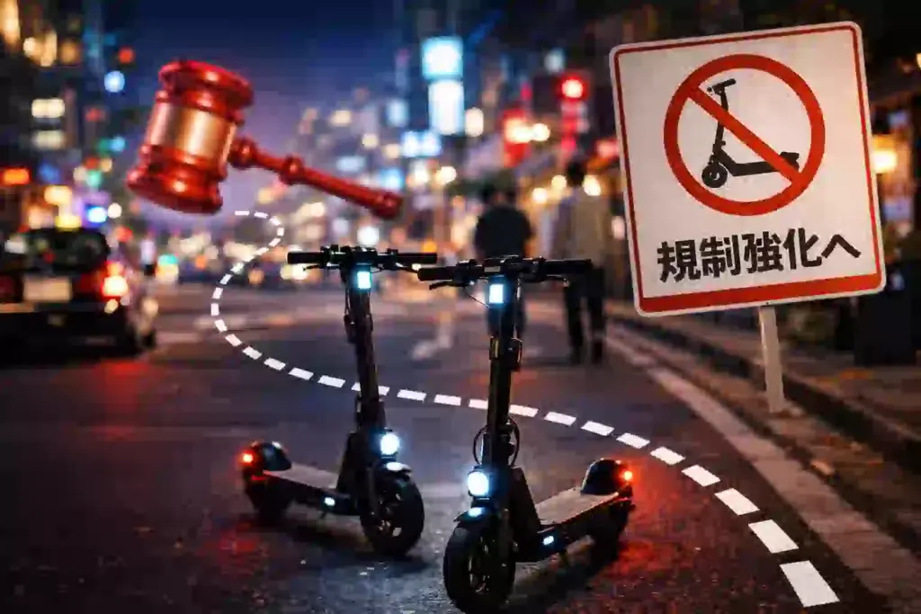 便利なキックボードの利用が先行し、規制があとから追いかけるイメージ