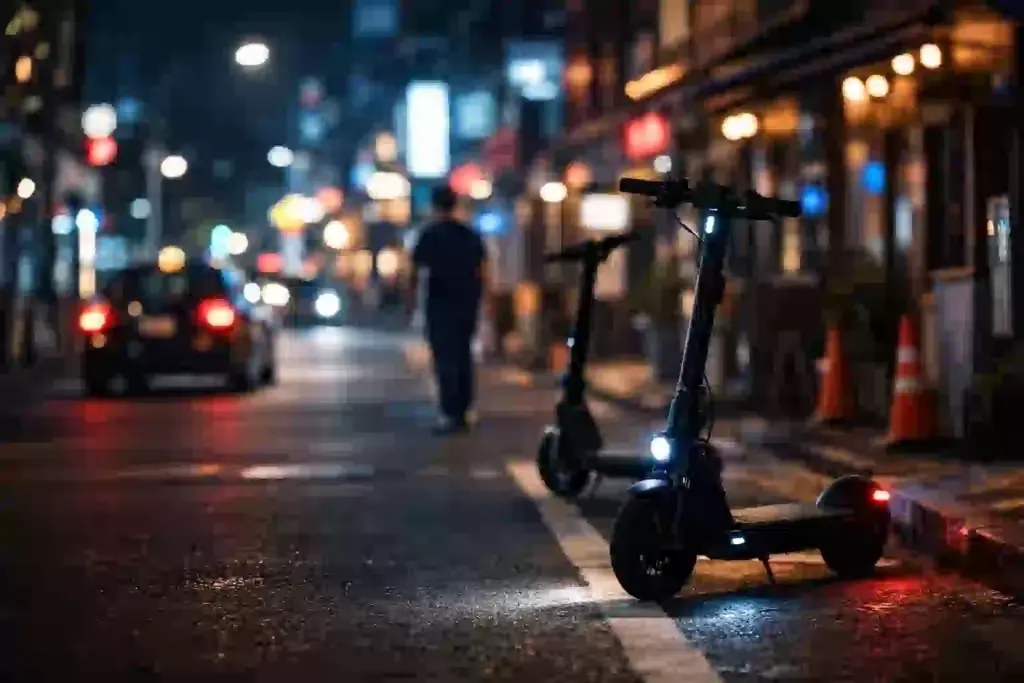 夜間の電動キックボード利用イメージ