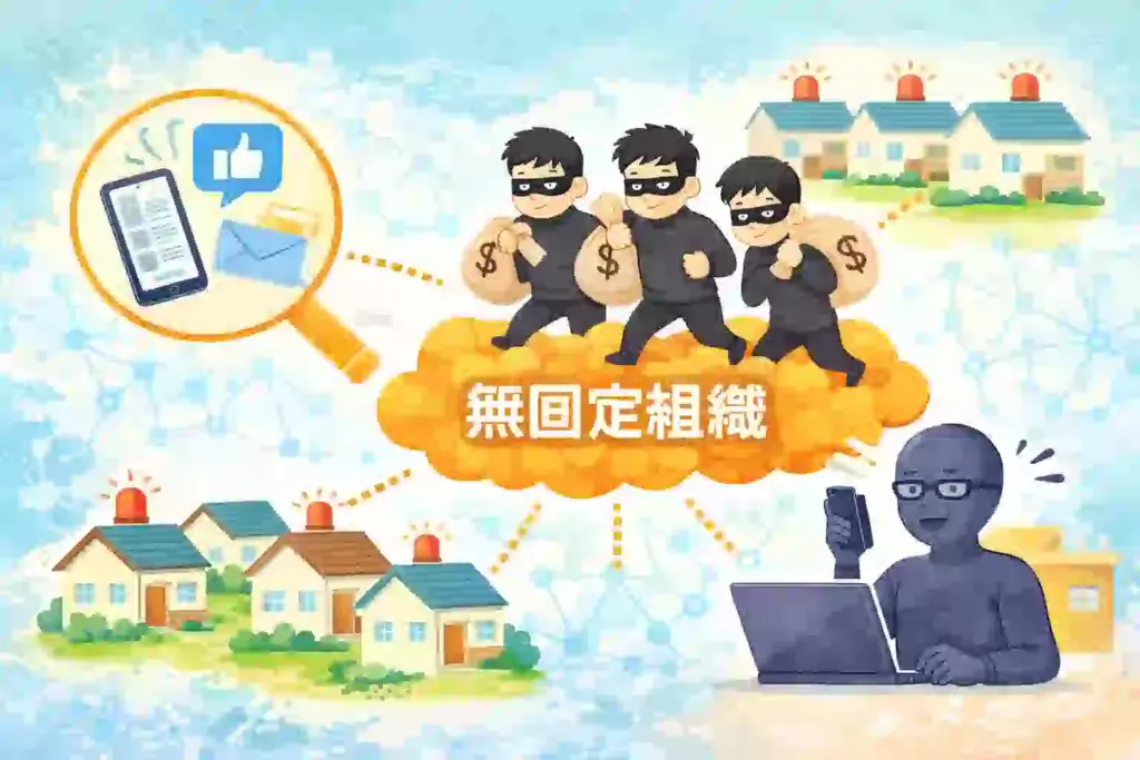 匿名・流動型犯罪グループという言葉の意味を解説するイメージ 