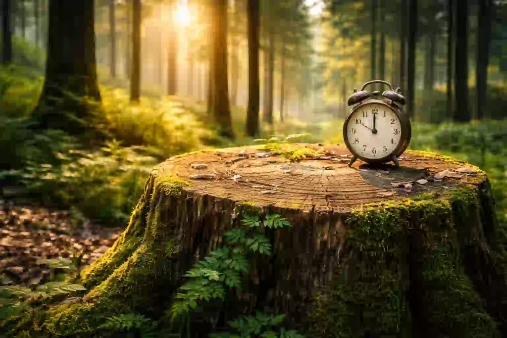 成長段階の異なるスギ林の風景